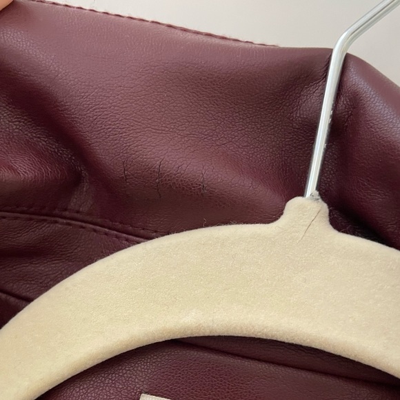 The Reset R Label Burgundy Vegan Leather Classic Moto Jacket - Size S - Picture 9 of 9